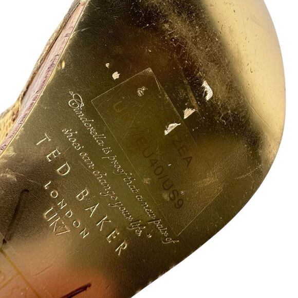 Ted Baker London platform Wedge Sandal T strap peep toe snakeskin heel size 9 - Picture 7 of 9